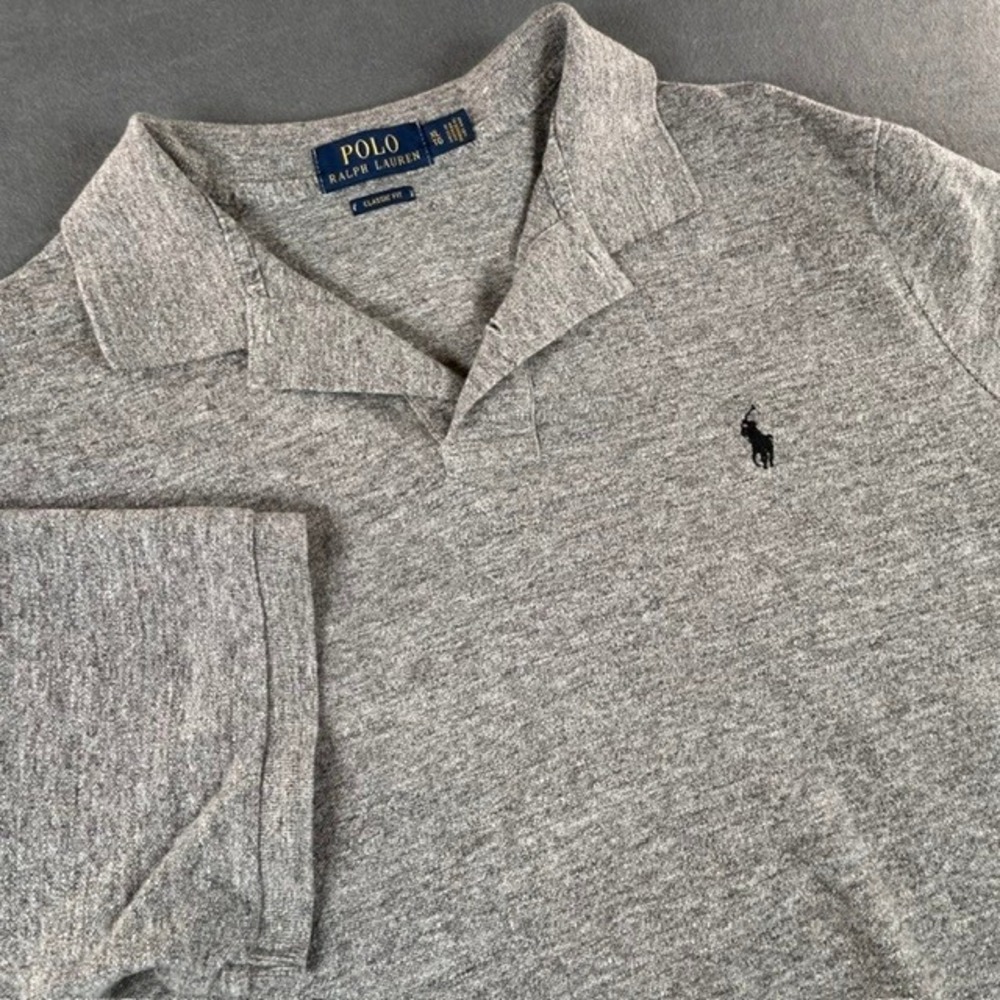 Polo Ralph Lauren Men's XL Gray Classic Fit Polo Shirt Navy Pony Logo Cotton